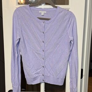 NEW YORK & CO Lightweight Lavender Button-Up Cardigan Sweater M Balletcore